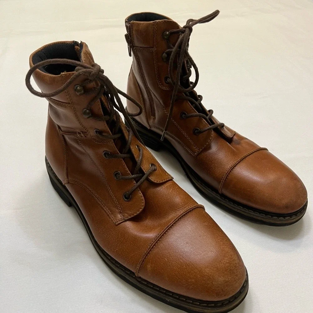 THE RAIL Cap Toe Chukka Brown Leather Ankle Boots Size EU‎ 43M (US 10)